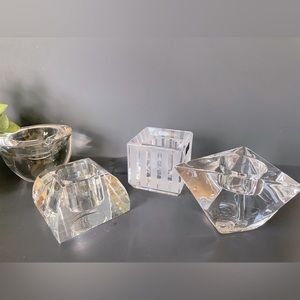 Lot of Lead Crystal Candle Holders/Ashtray • Artist Signed